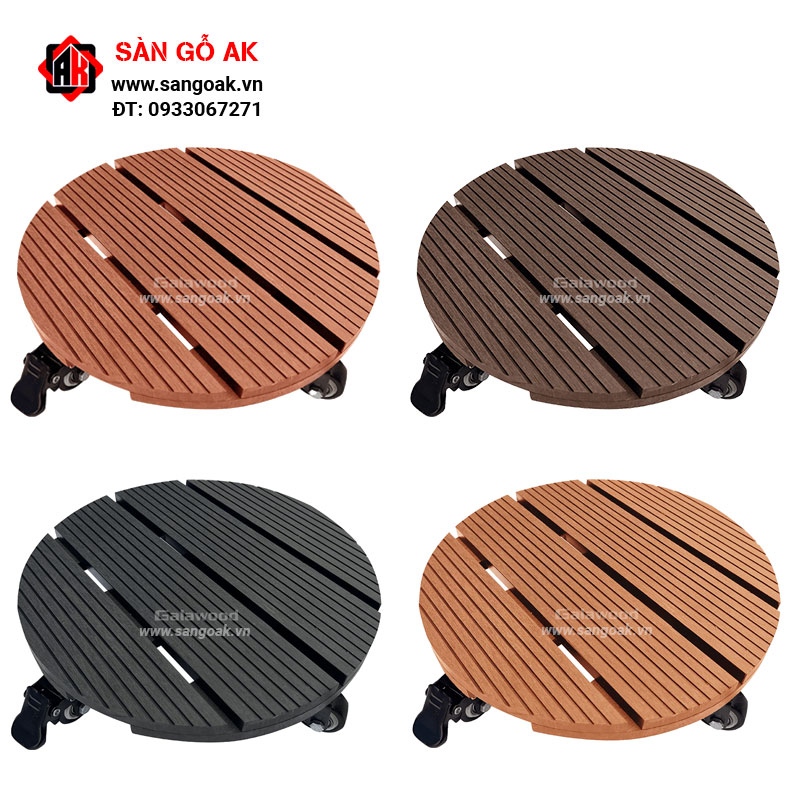 Đế lót chậu cây gỗ nhựa hình tròn DCCT Red Brown